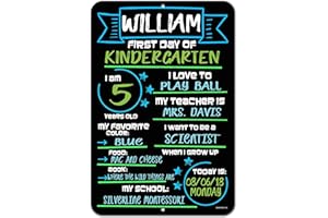 Honey Dew Gifts Chalkboard Style School Photo Prop Board, Kindergarten, Preschool, Reusable Tin Sign (First Day HDG-1114 12x18)