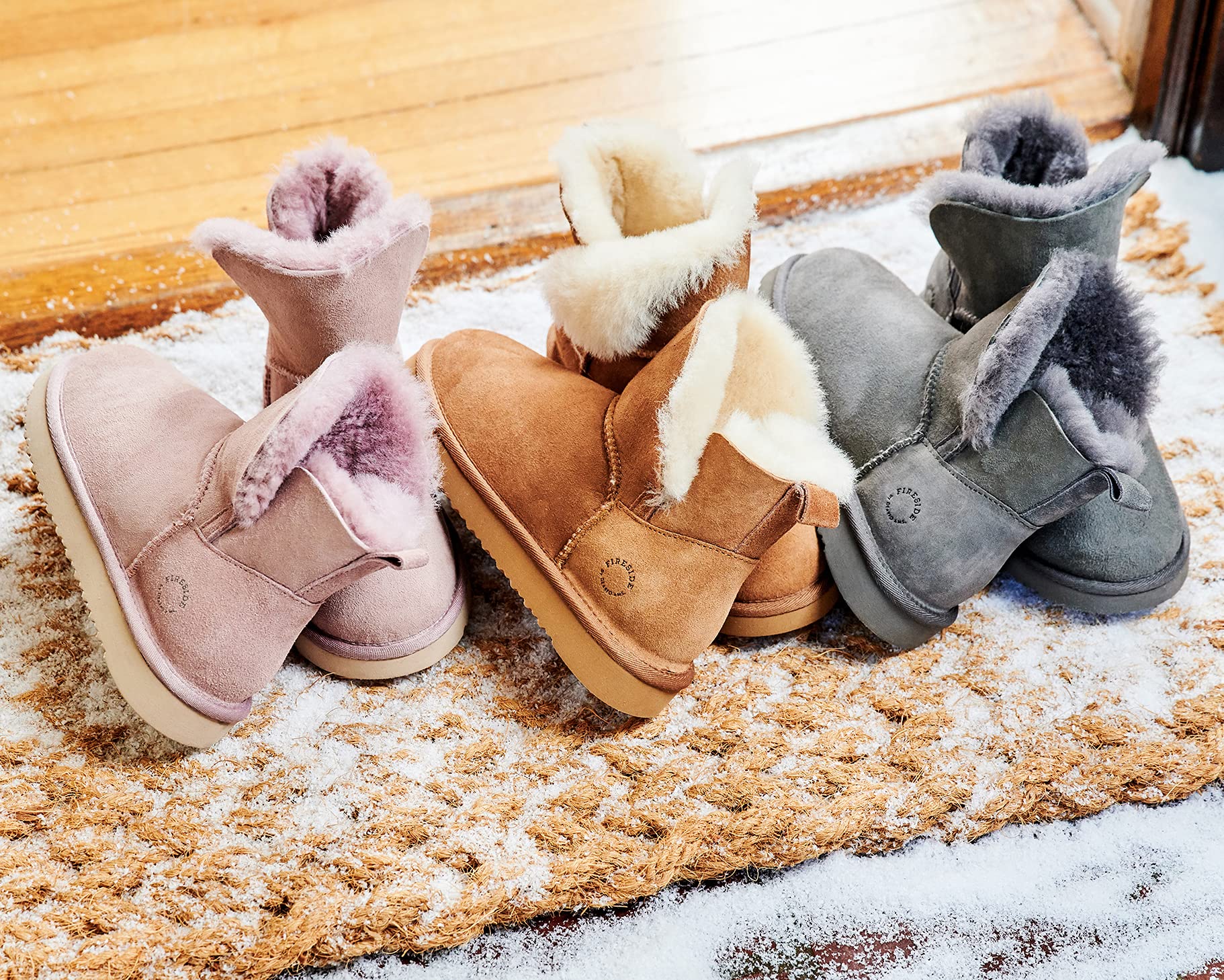 Dearfoams Women's Fireside Shearling Water Resistant Indoor/Outdoor Foldover Boot Slipper