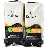 Kotex Natural Balance Absorbent Liners, Long, 16 Count (Pack of 2)