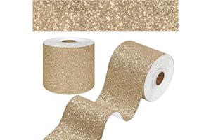 WESTICK Yellow Glitter Wallpaper Border Peel and Stick Gold Glitter Bulletin Board Borders for Classroom Shiny Poster Borders for Decoration Home Office School Blackboards Mirror Border DIY 4" x 160"