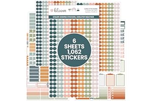 bloom daily planners Color Coding Planner Stickers - Muted Neutrals 1/4" Minimalist Dot Labels - Six Sheets, 1000+ Stickers Per Pack! - Sweater Weather