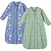 Unnivoll Baby Sleep Sack 18-24 Months 100% Cotton Long Sleeve Wearable Blanket Baby Sleep Bag with 2-Way Zipper 2 Pack 0.5 Tog Sleeping Sack for Newborn Infant
