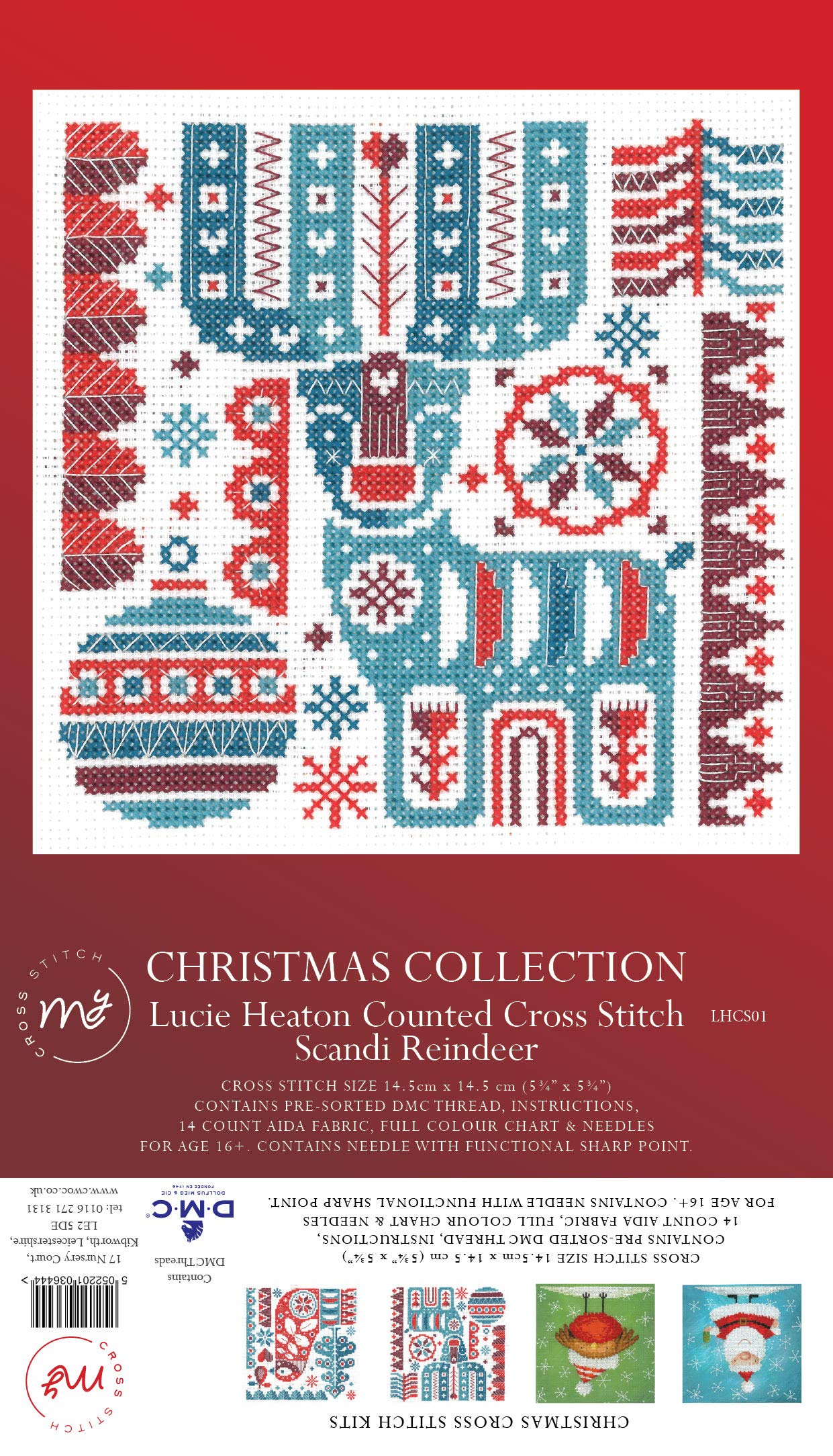 Spinrite Ileana Oakley Counted Cross Stitch Scandi Reindeer, 14.5 x 14.5 cm