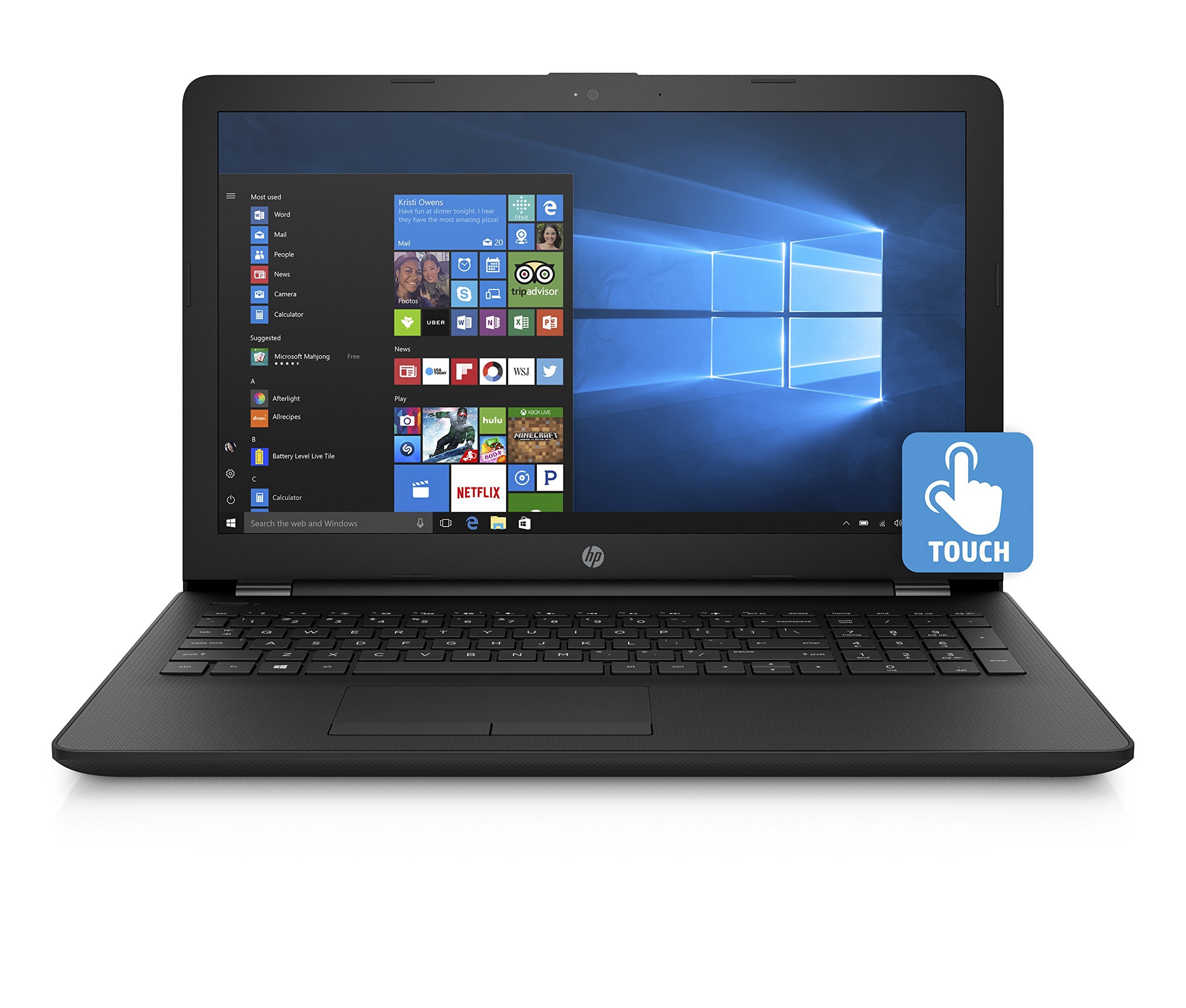 HP 15.6Inch HD Touchscreen Laptop (Intel Quad Core Pentium N3710 1