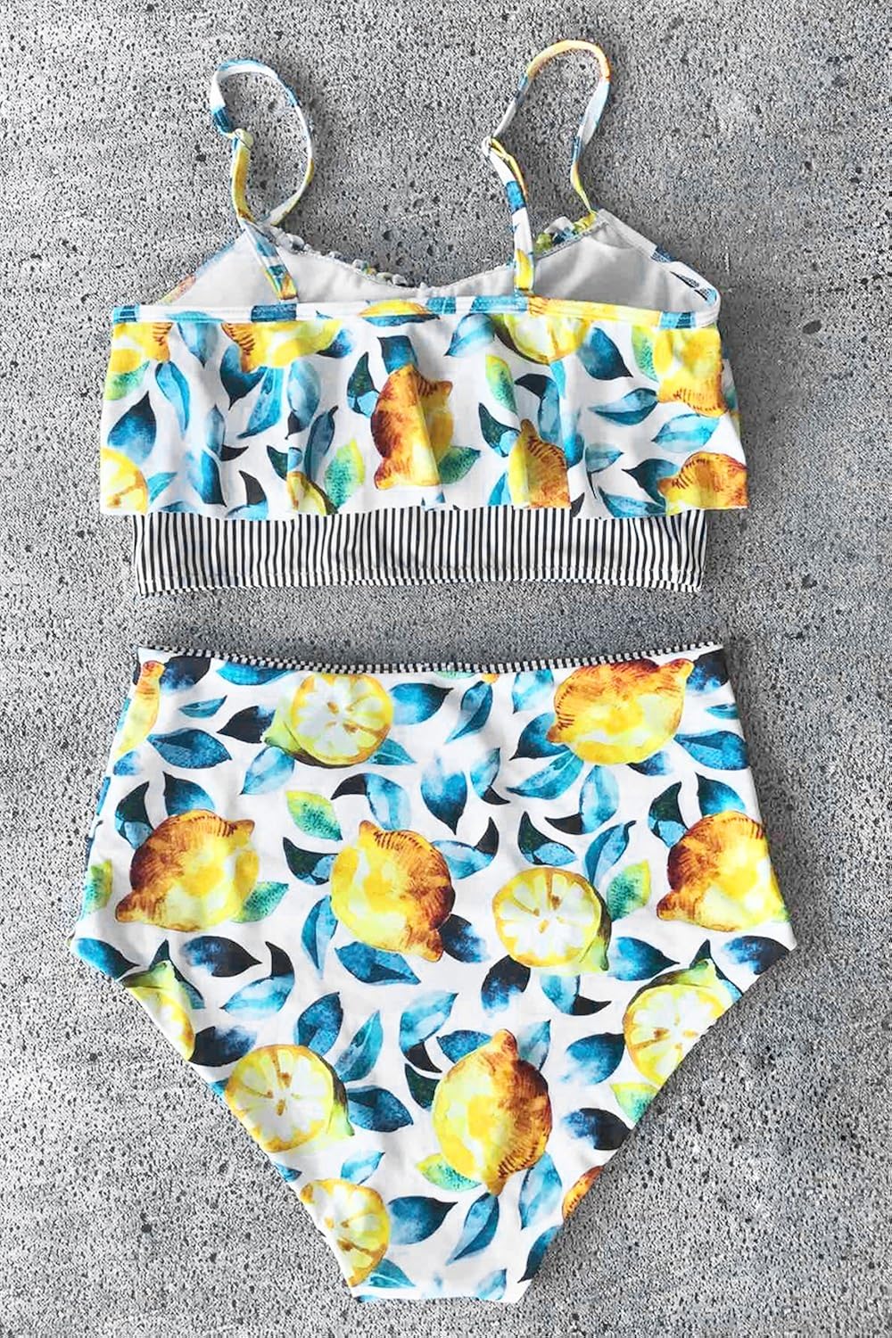 summer lemon falbala bikini set