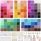 QUEFE 15600pcs 4mm Glass Seed Beads 120 Colors Beads for Bracelet Making Kit Friendship Bracelet Kit with Letter Beads Accessories Charms and Pendants Kit for DIY Jewelry Making Girls Craft