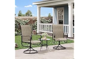 PeakPursuit Patio Chairs Set of 2, 360° Swivel Patio Chair with High Back, Meatl Frame Outdoor Swivel Chair for Garden Backya