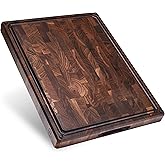 Sonder Los Angeles Alfred Cutting Board Made in USA | Black Walnut End Grain Cutting Board for Kitchen with Non-Slip Feet, Juice Groove, Sorting Compartments | Gift Box Included | 17x13x1.5 in