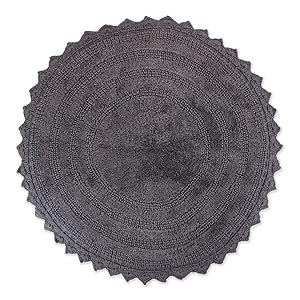DII Ultra Soft Spa Cotton Crochet Round Bath Mat or Rug Place in Front of Shower, Vanity, Bath Tub, Sink, and Toilet, 28" - Gray