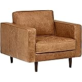 Amazon.com: Amazon Brand - Rivet Clover Modern Glam Velvet Brass Arm Accent Chair, 27.25"W, Navy ...