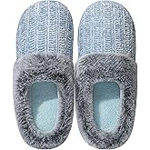 shoeslocker Womens Memory Foam Fuzzy Slippers Knitted House Slippers for Women Comfy Slip-On Warm House Shoes