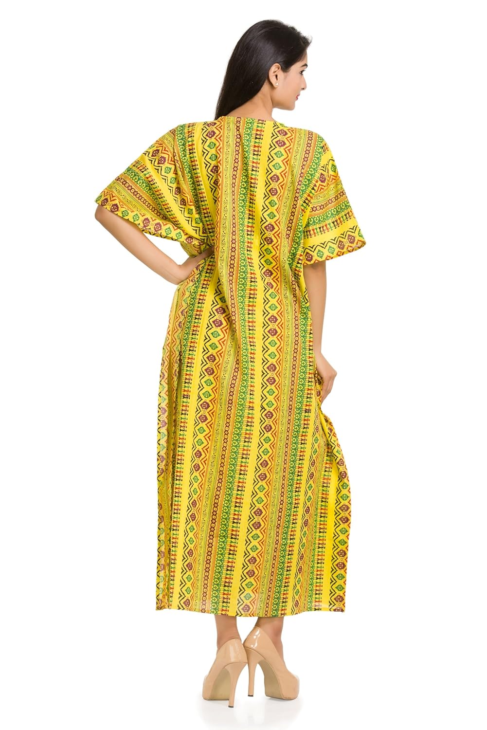 handicraft-palace women's cotton kaftan (kl-69_yellow_50)