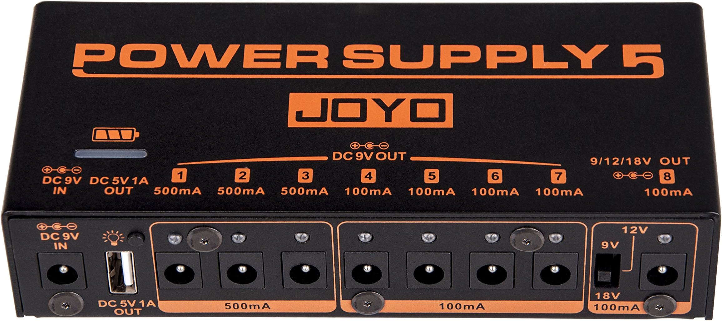 JOYO JP-05 Rechargeable Power Supply with 8 DC outputs and 1 Standard USB Output