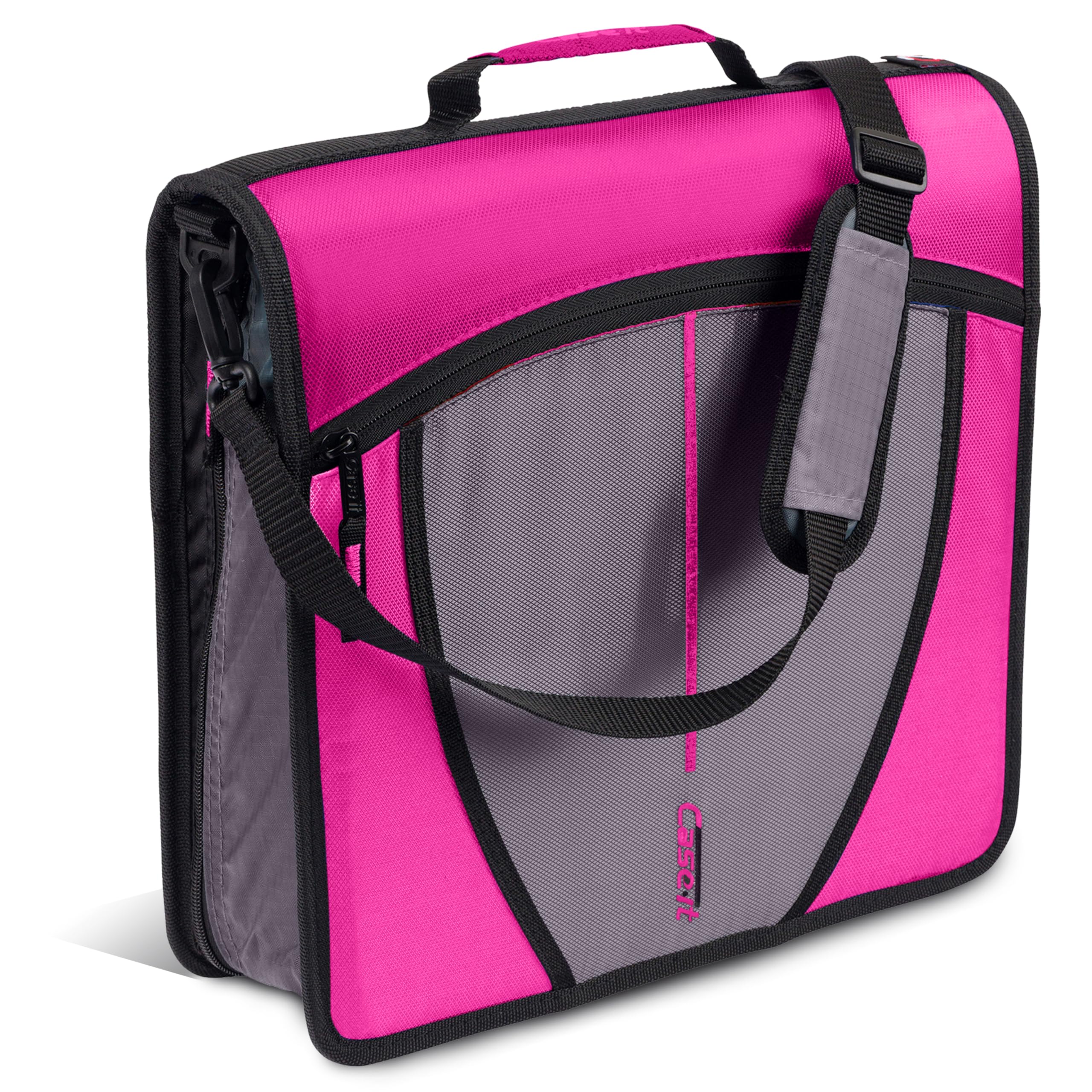 Photo 1 of Case-it Mighty Zip Tab School Zipper Binder | 3-Inch O-Rings, 600-Sheet Capacity, 5-Subject Expanding File Folder, Multiple Pockets & Storage Organizer, Shoulder Strap | D-146 Magenta