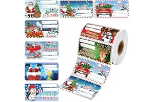 BACKTOPEIA Christmas Gift Tags Stickers | Self Adhesive Christmas Label Stickers for Xmas Gift Present Bags Boxes Wrapping Paper Goodie Bags Winter Xmas Themed Santa Claus Reindeer Penguin Snowman-250Pcs