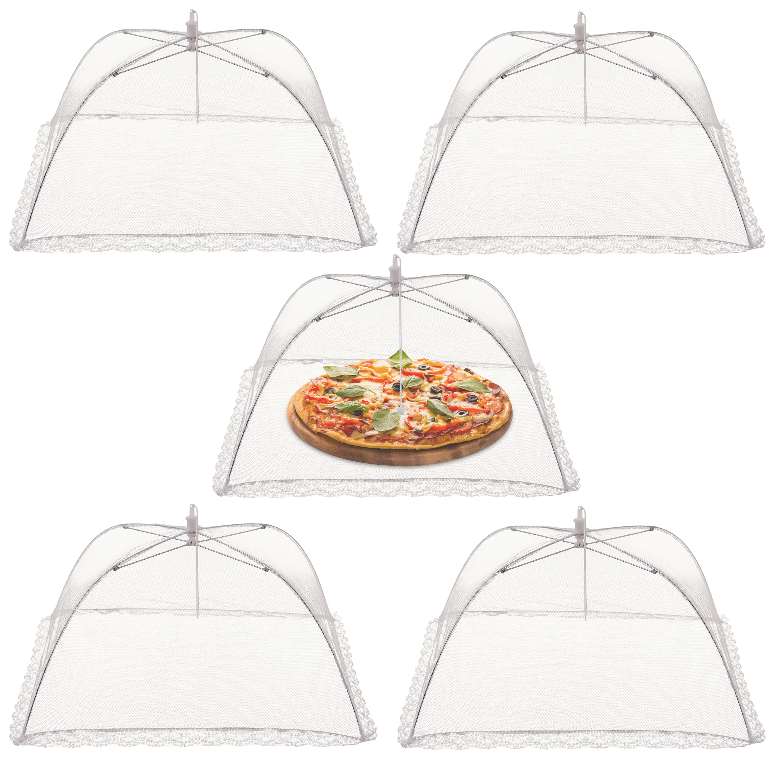 Bramble - 5 Mesh Pop-Up Food Covers for Fruit Bowl, Kitchen, Outdoor BBQs, Picnics, Camping - Insect Fly Proof Fine Mesh Screen Cover Collapsible Tents, Net Food Covers Pop Up Plate Covers for Food