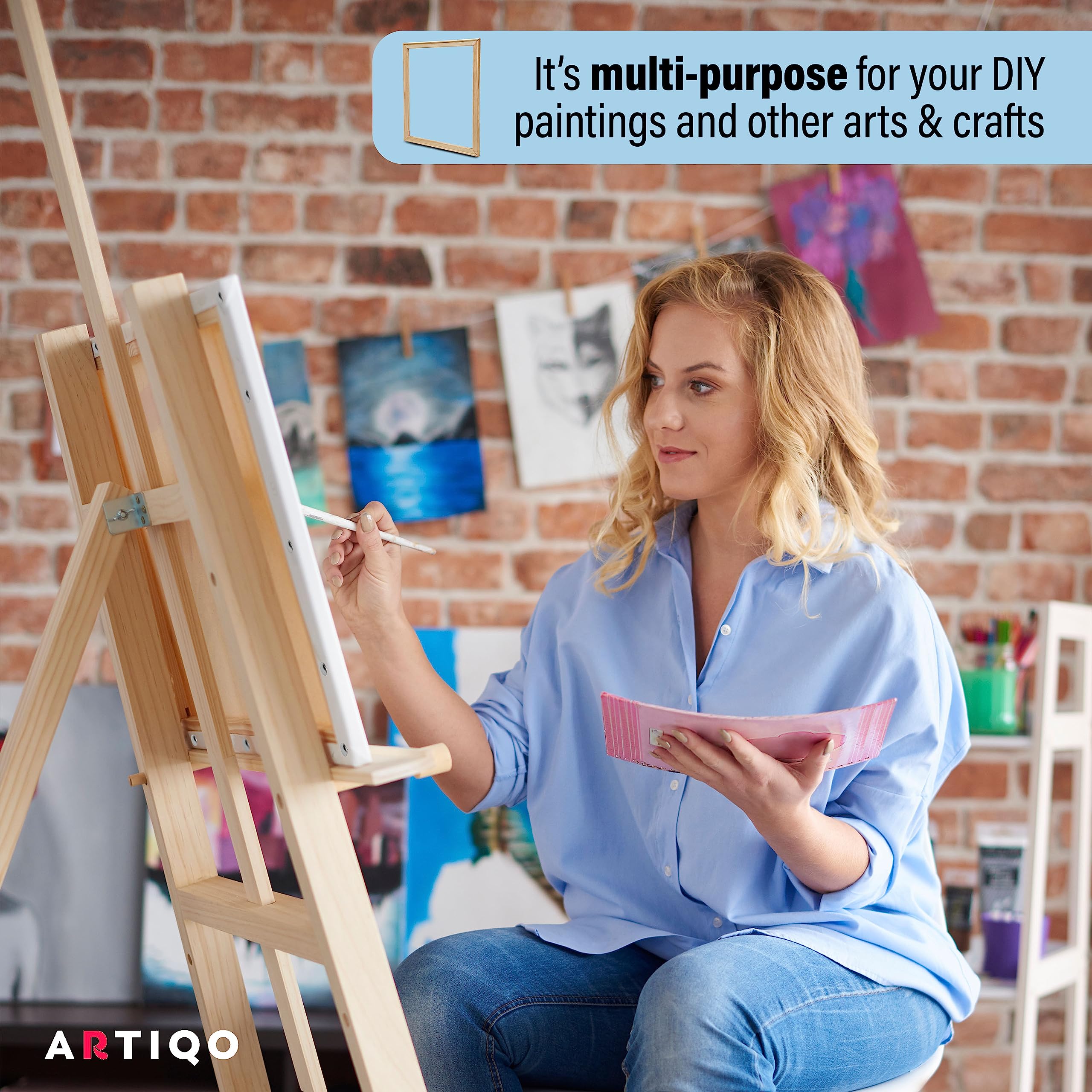 DIY Canvas Stretcher Bars 16x20 Inch Canvas Frame - Easy to Assemble, Gallery Wrap Oil Frame Kits Canvas Wood Stretcher Bars- for Oil Paintings, Prints, Paint by Numbers & Posters