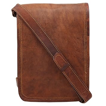 HandcraftsJoseph Brown Genuine Leather Vintage Messenger Bag Currency Bag (7 x 9 Inch)