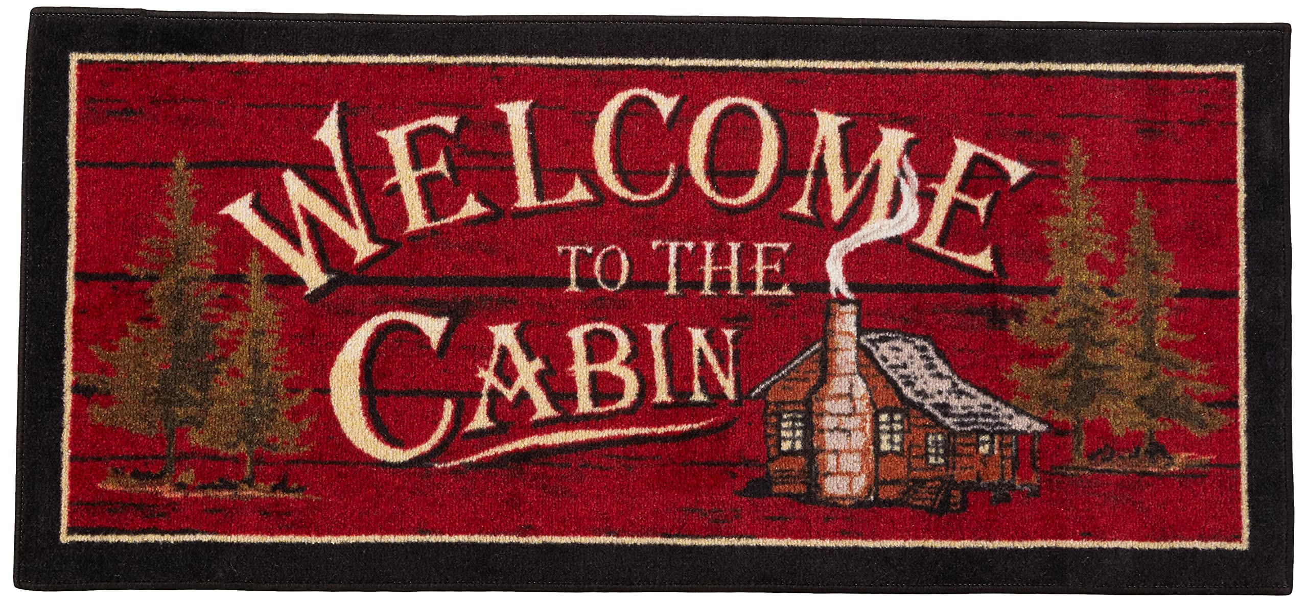 Cozy Cabin CC5268 Welcome to the Cabin Non Skid Rug 20"x44" Red