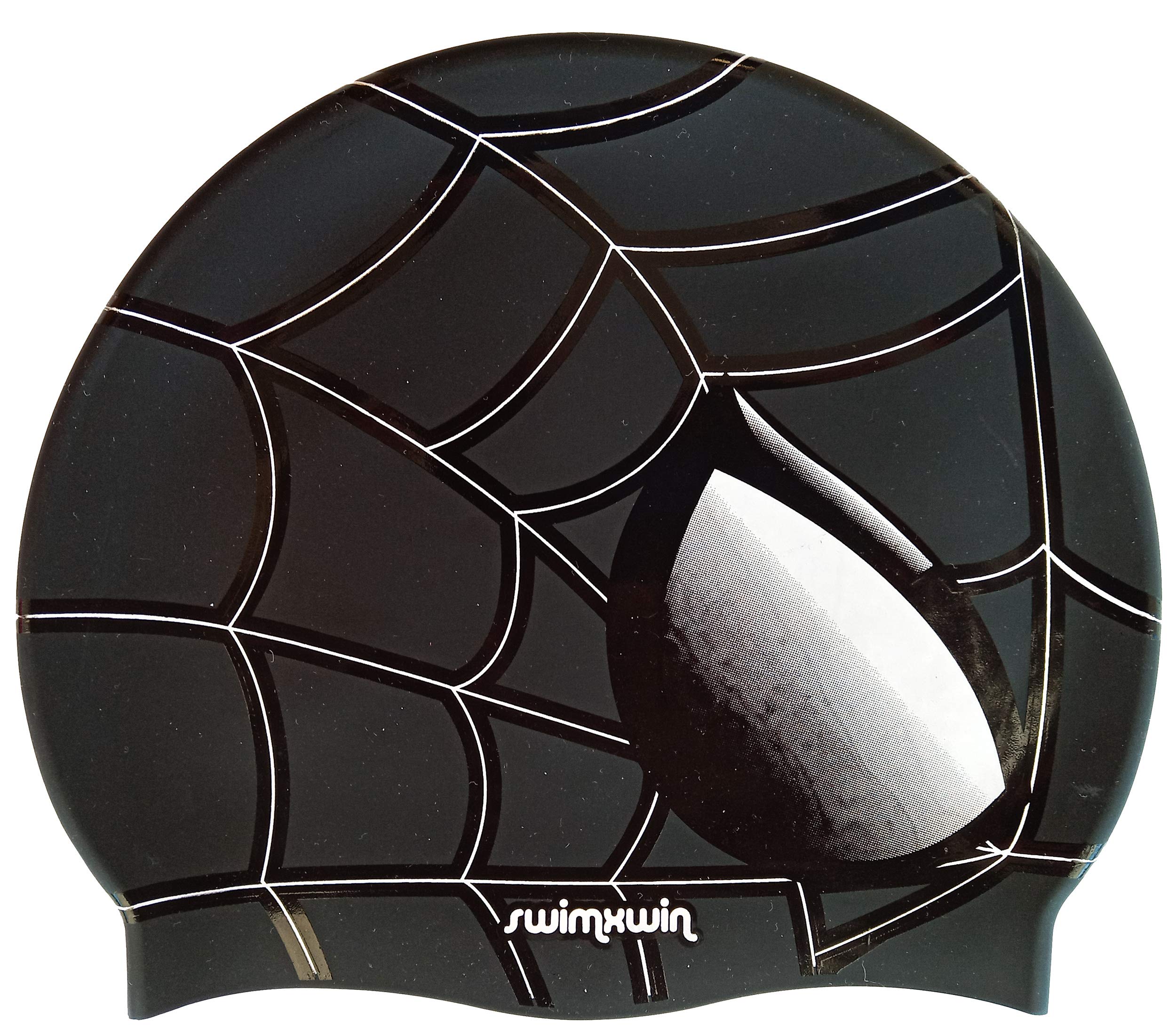 Spider Black Silicone Swimming Cap | Fantastic Pool Cap | Swim Cap for Men, Woman and Kids | Great Comfort and Fit | Italian design and style