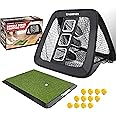 CHAMPKEY Double -Sided Golf Chipping Net with Mat and 12 Foam Balls - Professional Golf Practice Net Ideal for Indoor and Outdoor Training