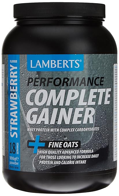 Lamberts Complete Gainer Suplemento para Deportistas, Sabor a Fresa - 1816 gr