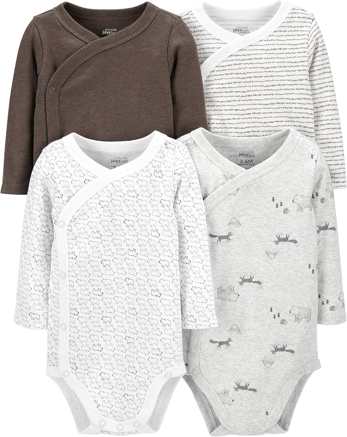 Simple Joys by Carter's baby-girls unisex-baby Baby 4-pack Long Sleeve Side Snap Bodysuit