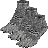 VWELL Merino Wool Toe Socks for Men and Women, Moisture Wicking Ankle Five Finger socks Athletic Running (3Pairs)