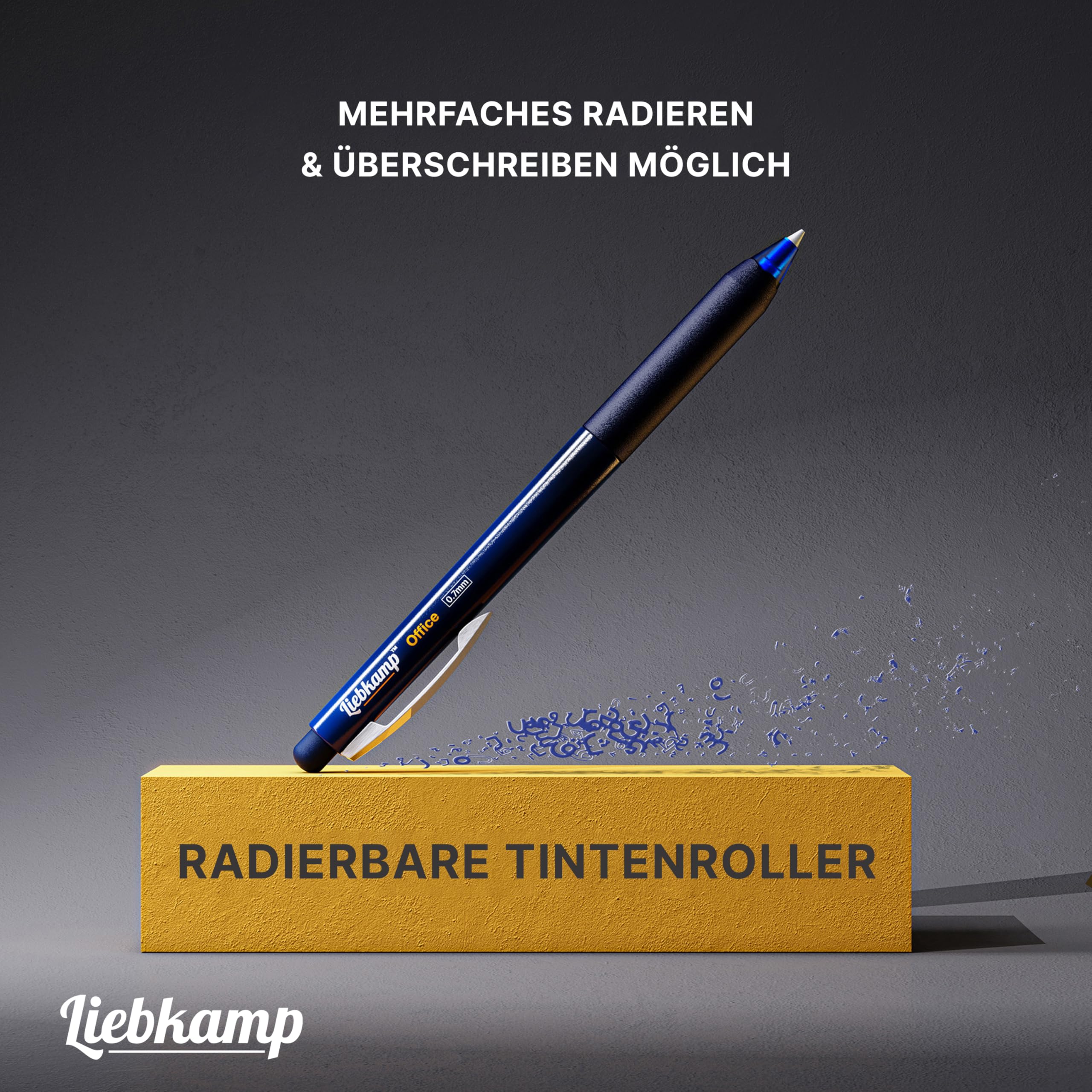 LIEBKAMP Office [4 Stk] radierbarer Kugelschreiber inkl. 0,7mm Mine | kratzt & schmiert nicht | Tintenroller radierbar | Radierstift | Gelstifte Radierbar | Erasable Pen | Gelschreiber Radierbar 3