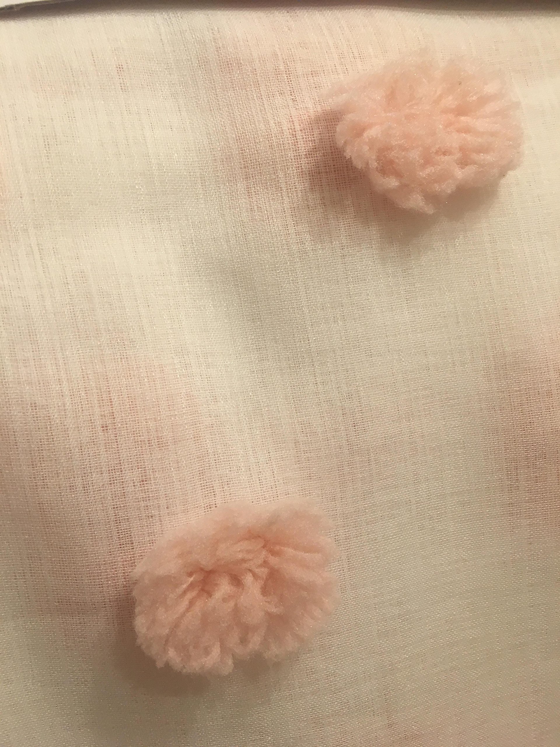Dkny Espirit Pink Pom Poms On Sheer White Window Rod Pocket Panels