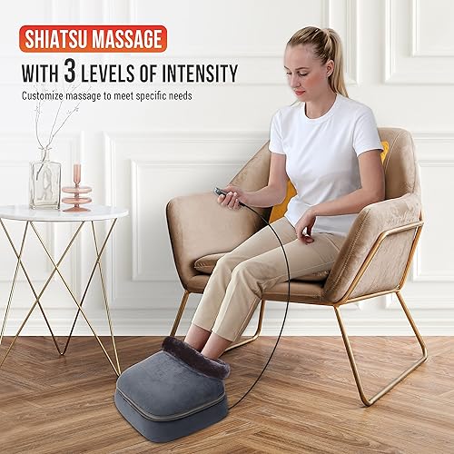 Snailax Foot Massager Machine with Heat, 2-in-1 Shiatsu Foot and