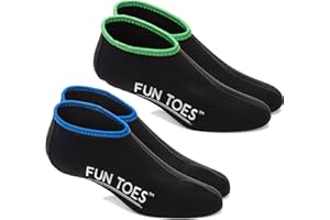 FUN TOES 2.5mm Neoprene Fin Socks for Water Sports Snorkeling, Scuba Diving, Paddling, Boarding, Jetskiing 2 Pairs