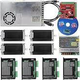 4 Axis Nema23 Stepper Motor Driver USB Mach3 CNC Router Controller Kit 36V | 112mm 425oz-in 2.8N.m 3A, DM556S 200-51200 Subdivision, 4-Axis Motion Control Card for CNC Engraving Milling Machine Lathe