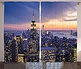 Ambesonne Modern Curtains, New York City Skyline
