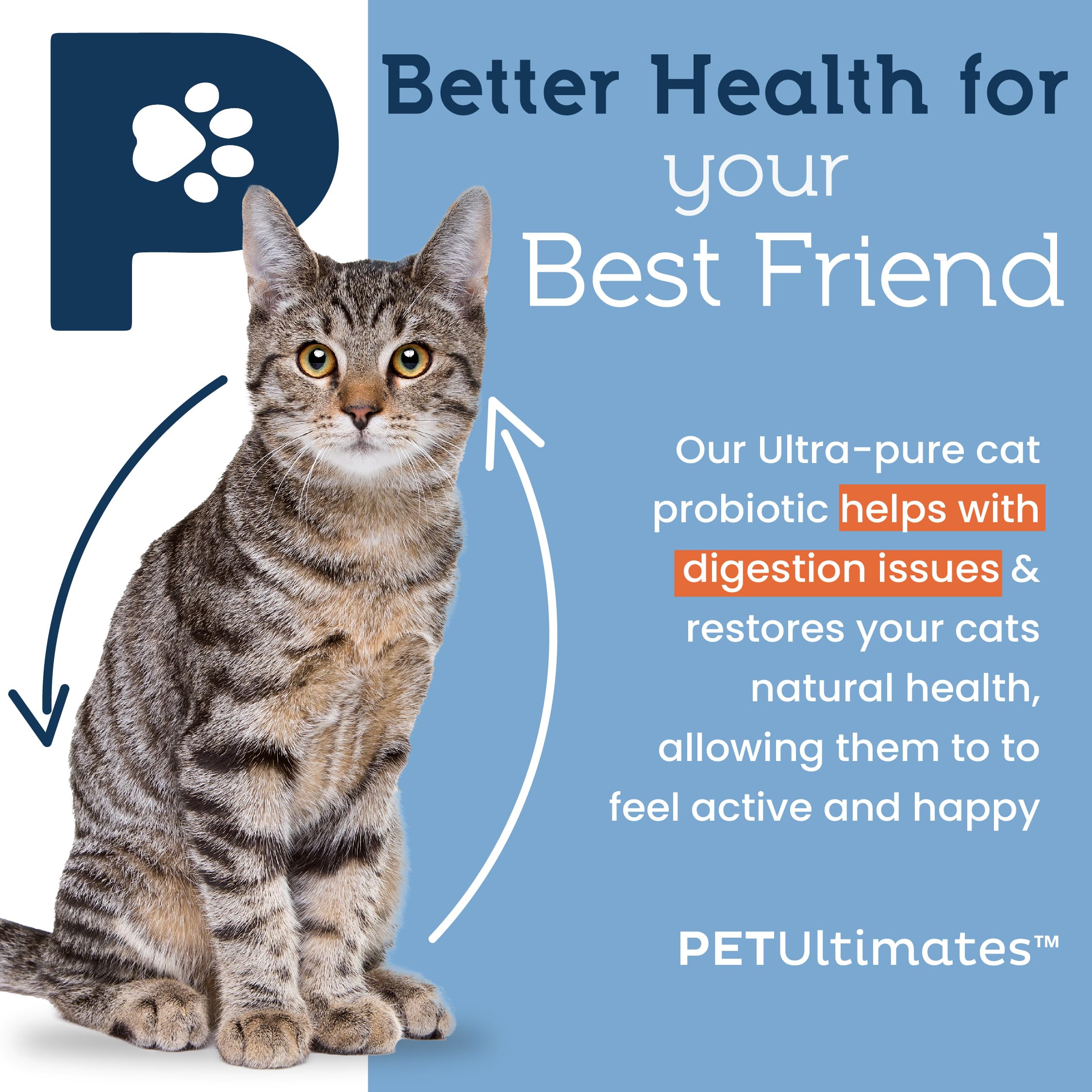 Pet Ultimates Probiotics for Cats 20Species Cat Probiotic Powder to Treat Diarrhea, Vomiting