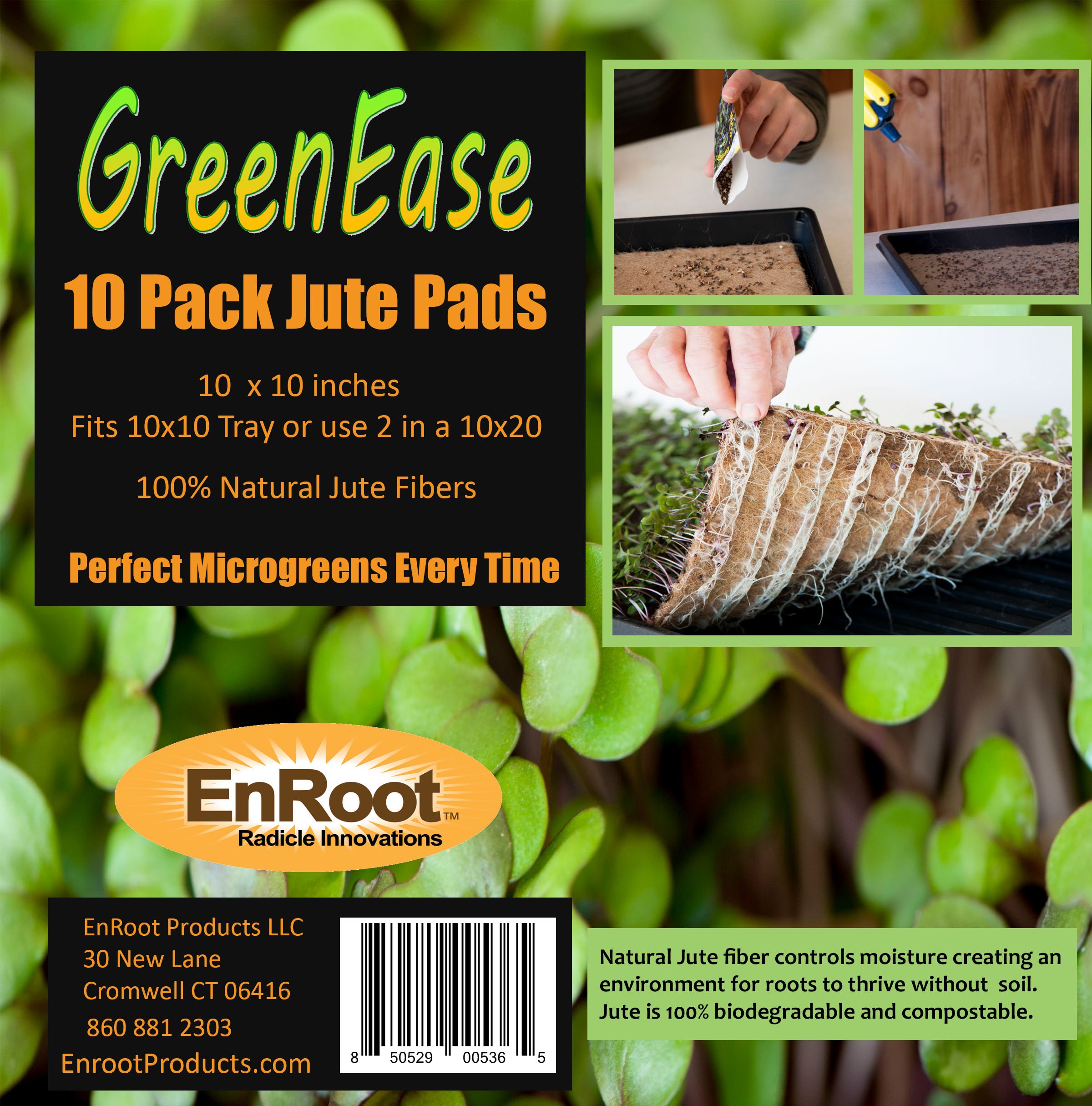 GreenEase Jute Microgreen Hydroponic Grow Pads 10 Pack Fits 10x10