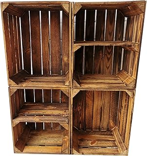 Alte geflammte Obstkisten/Holzkisten in vielen Variationen -Ideal zum Möbelbau oder zur Aufbewahrung- Sehr massiv und stabil verarbeitet (4er Set / 2 x Boden Quer)
