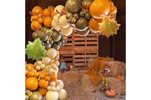 D-BUPU ThanksGiving Balloons Garland Kit for Autumn Party Decorations,Lemon Yellow Apricot Khaki Balloons with Maple Leaves Foil Balloons for Baby Shower Birthday Fall Party Decorations