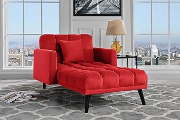 Amazon Com Modern Velvet Fabric Sleeper Chaise Lounge Futon