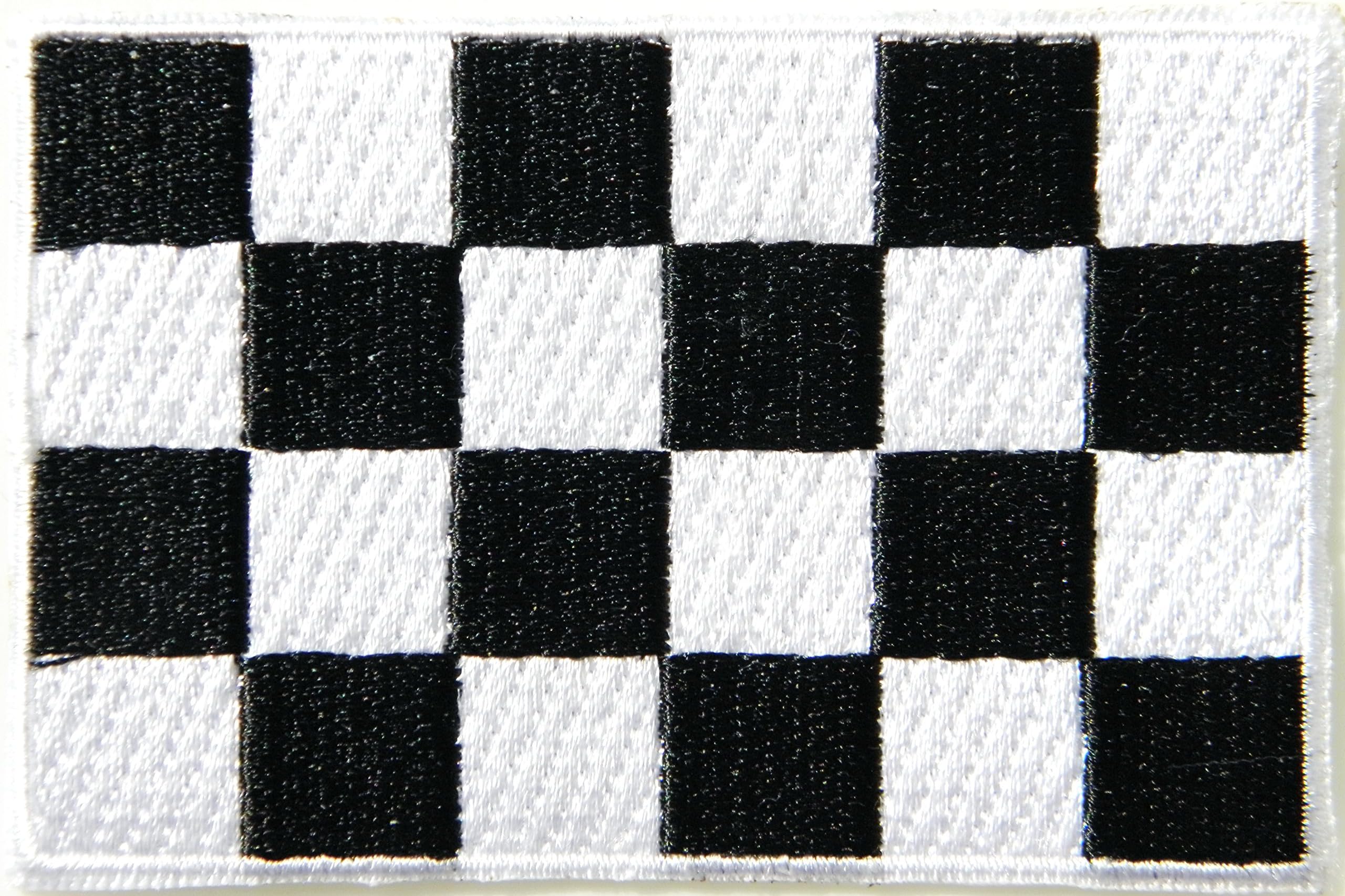 Black and White Checkered Flag Racing Biker Formula F1 Nascar Race Motogp Motocross Car Jacket T-shirt Patch Sew Iron on Embroidered Sign Badge Costume Clothing