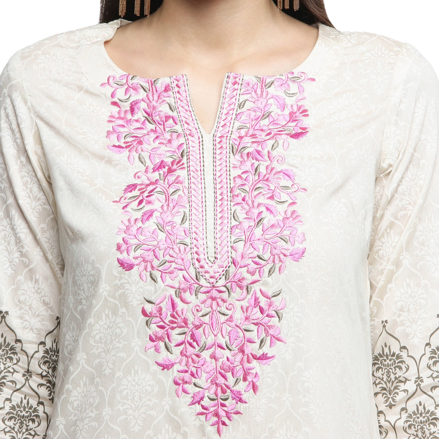 trishaa by pantaloons women's polyester straight pant kurta set