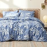 Bedsure Twin Comforter Set - 5 Pieces Floral Blue Soft Bedding Sets, Twin Bed in a Bag with Botanical Flowers Comforter, Sheets, Pillowcase & Sham