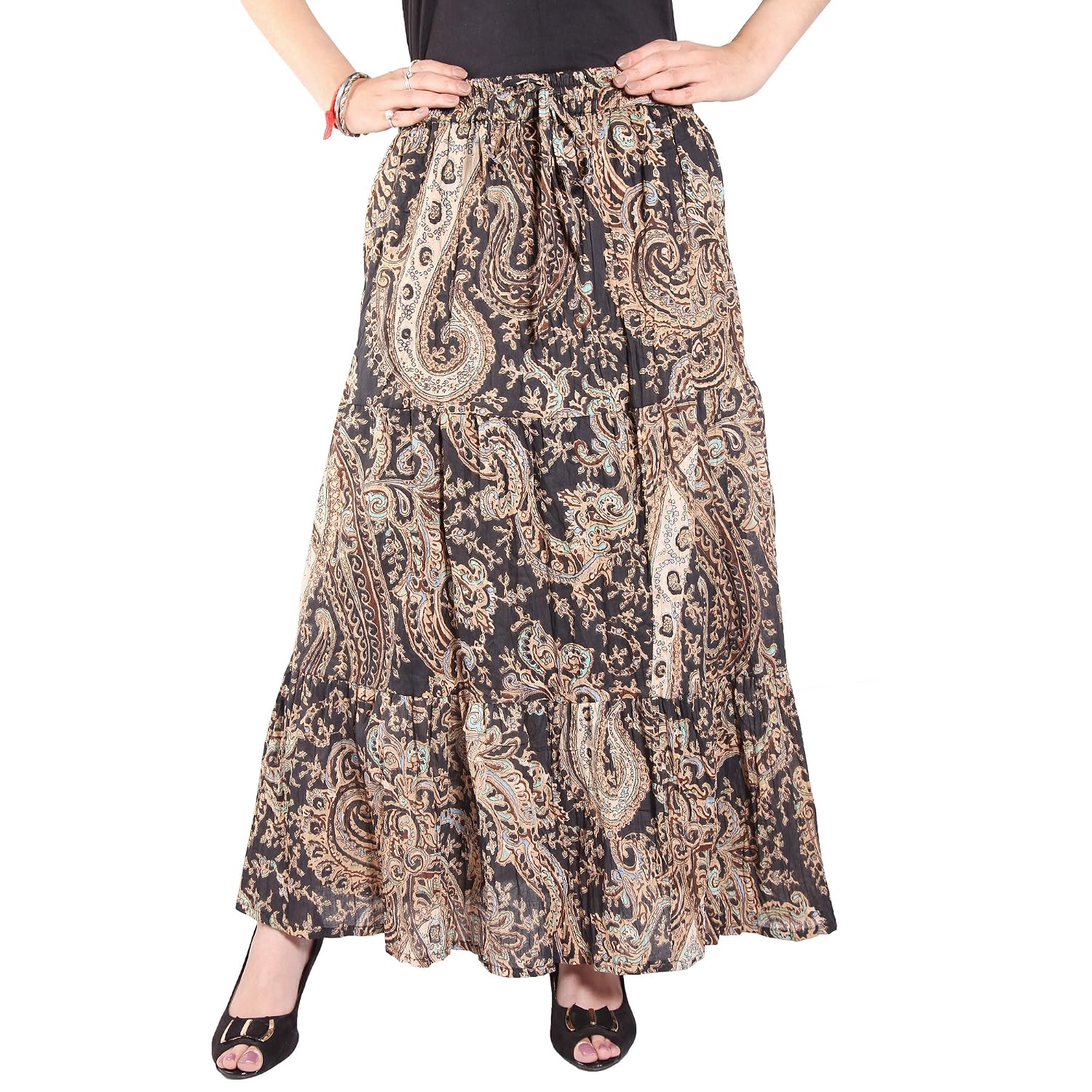 cotton breeze women's cotton a-line skirt (black)