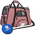PetAmi Airline Approved Pet Carrier for Cat, Soft Sided Dog Carrier Small Dog, Cat Travel Supply Accessories Indoor Cats, Ventilated Pet Carrying Bag Medium Large Kitten Puppy, Small Heather White Red