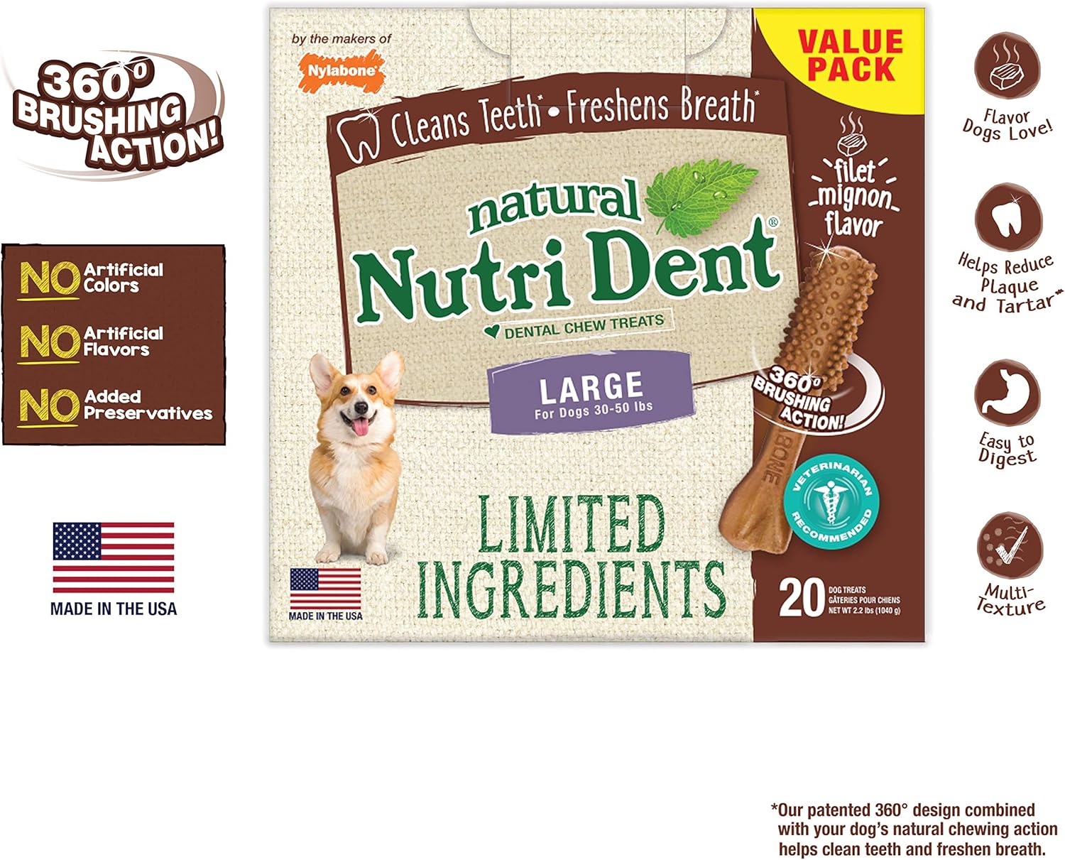 nutri dent filet mignon dental chews