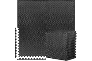 BEAUTYOVO Puzzle Exercise Mat with 12/24/48 Tiles Interlocking Foam Gym Mats, 24'' x 24'' EVA Foam Floor Tiles, Protective Flooring Mats for Gym Equipment