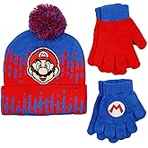 Nintendo Boys Winter Hat and Gloves Set Ages 4-14 Years Super Mario Kids winter Hat and 2 Gloves Set for Girls and Boys
