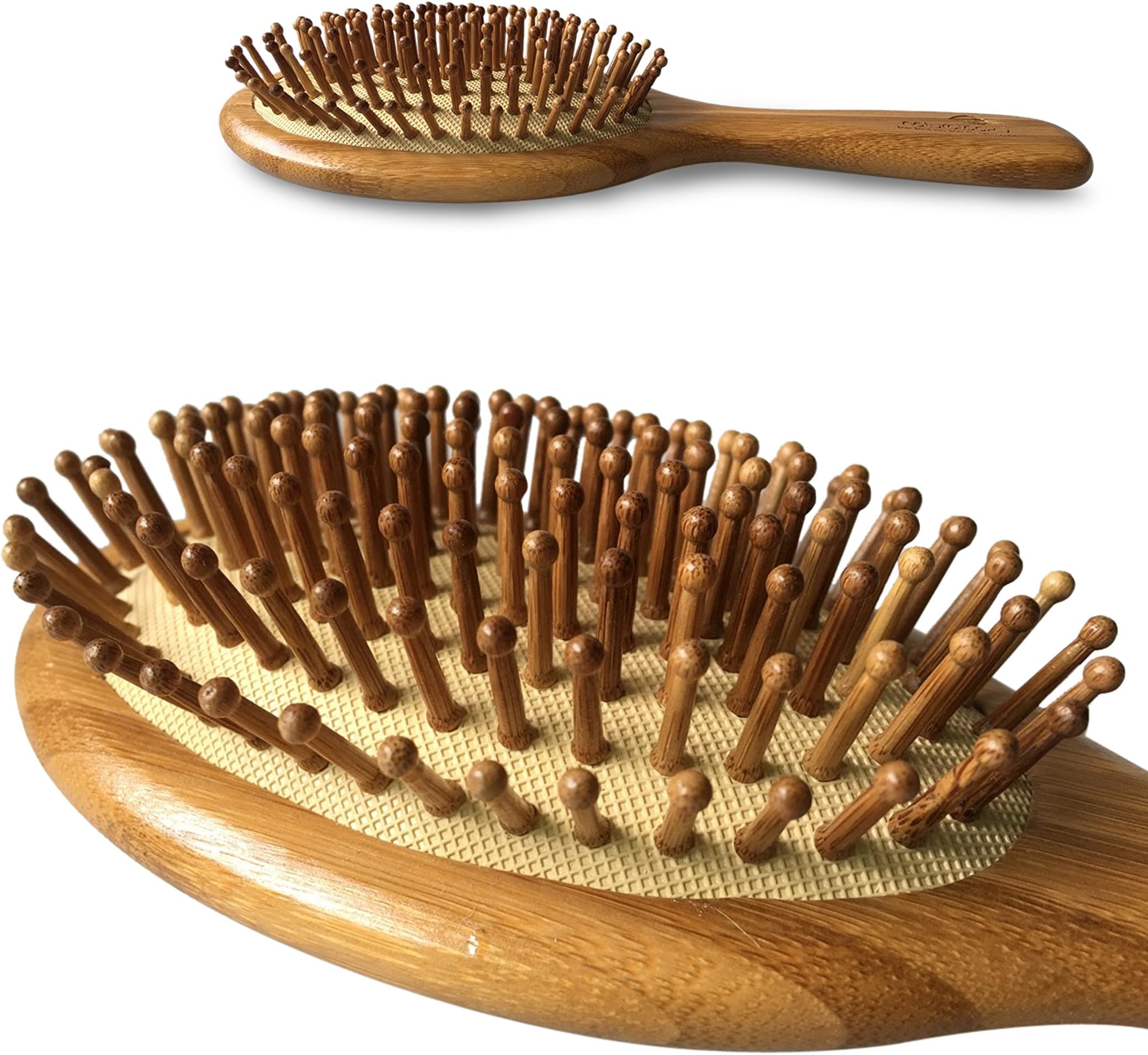 Natural Bamboo Detangling Hair Brush For All Hair Types,Hair Detangler, Improve Hair Growth, Prevent Hair Loss, Dandruff Scalp, Bamboo Bristles Pin Massage Scalp For Healthy Hair. Wet/Dry