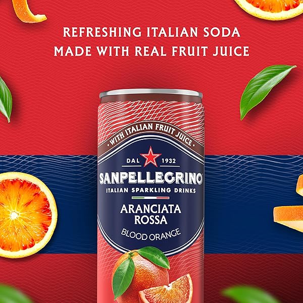 SANPELLEGRINO ITALIAN SPARKLING DRINK ARANCIATA ROSSA, SPARKLING ORANGE AND BLOOD ORANGE BEVERAGE, 11.15 FL OZ CAN