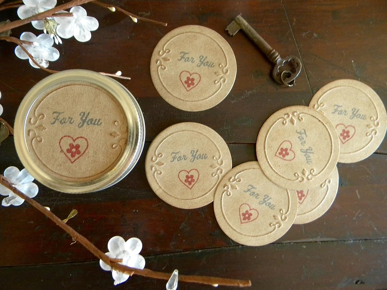 Mason Jar Labels, For You, Canning Jar Lid Labels, Jar